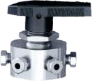 Six-way overlap changeover valve