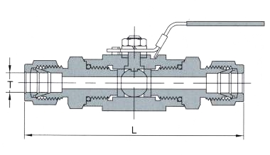 Closedown ball valve with ferrules