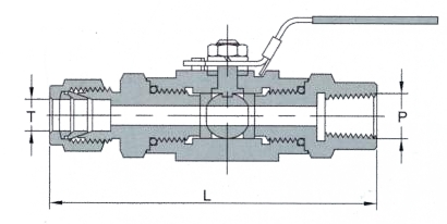 Female closedown ball valve with ferrules