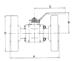 Flange welded wafer ball valve