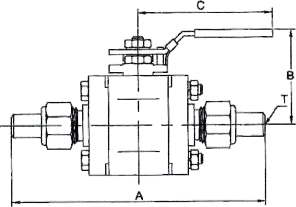 Welded wafer ball valve