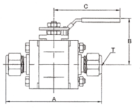 Wafer ball valve with ferrules