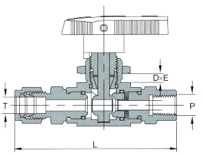 Female steam ball valve with ferrules